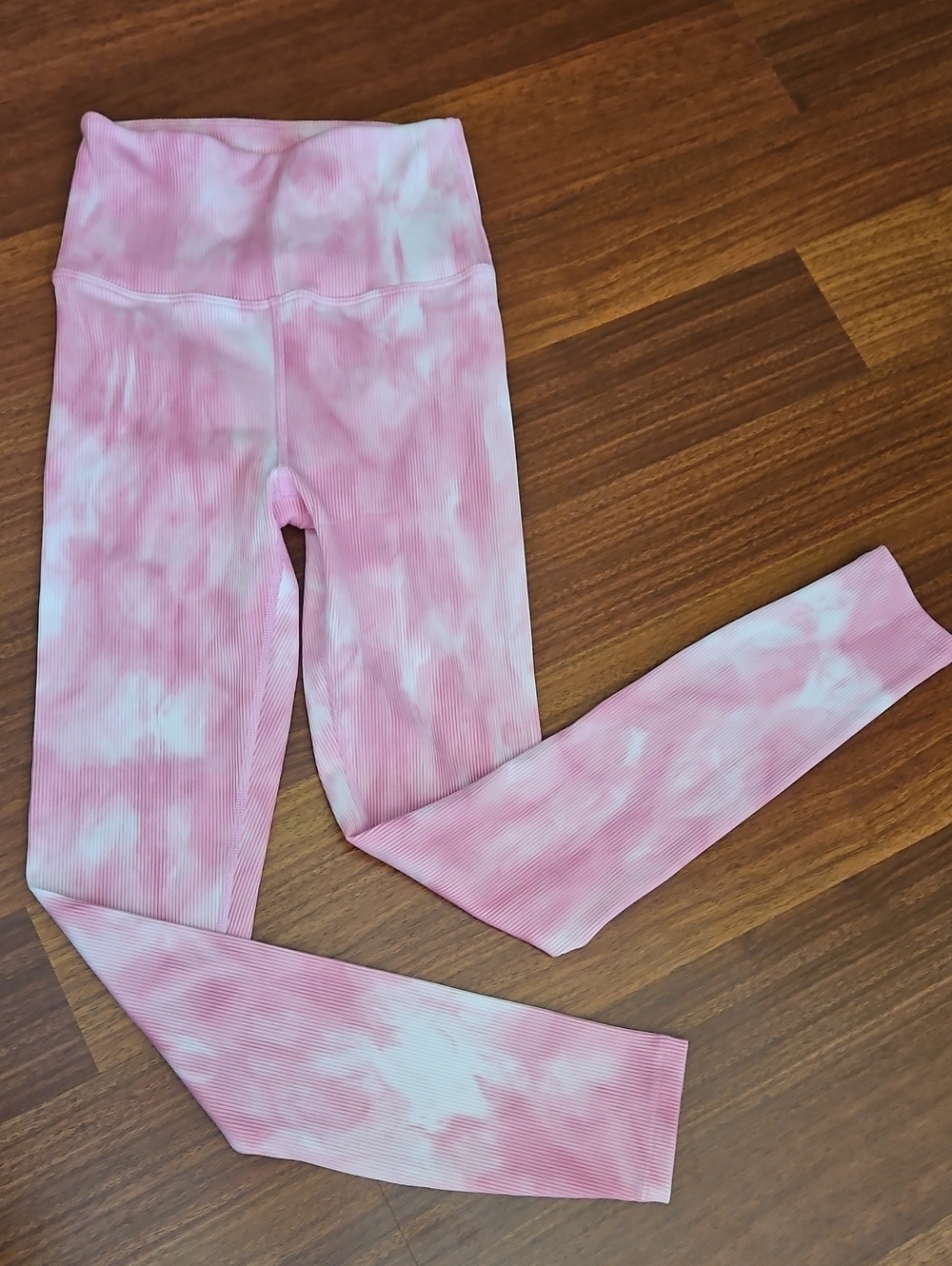 Carbon38 Ribbed Pink Tie-Dye Ribbed 7/8 Legging Size XS